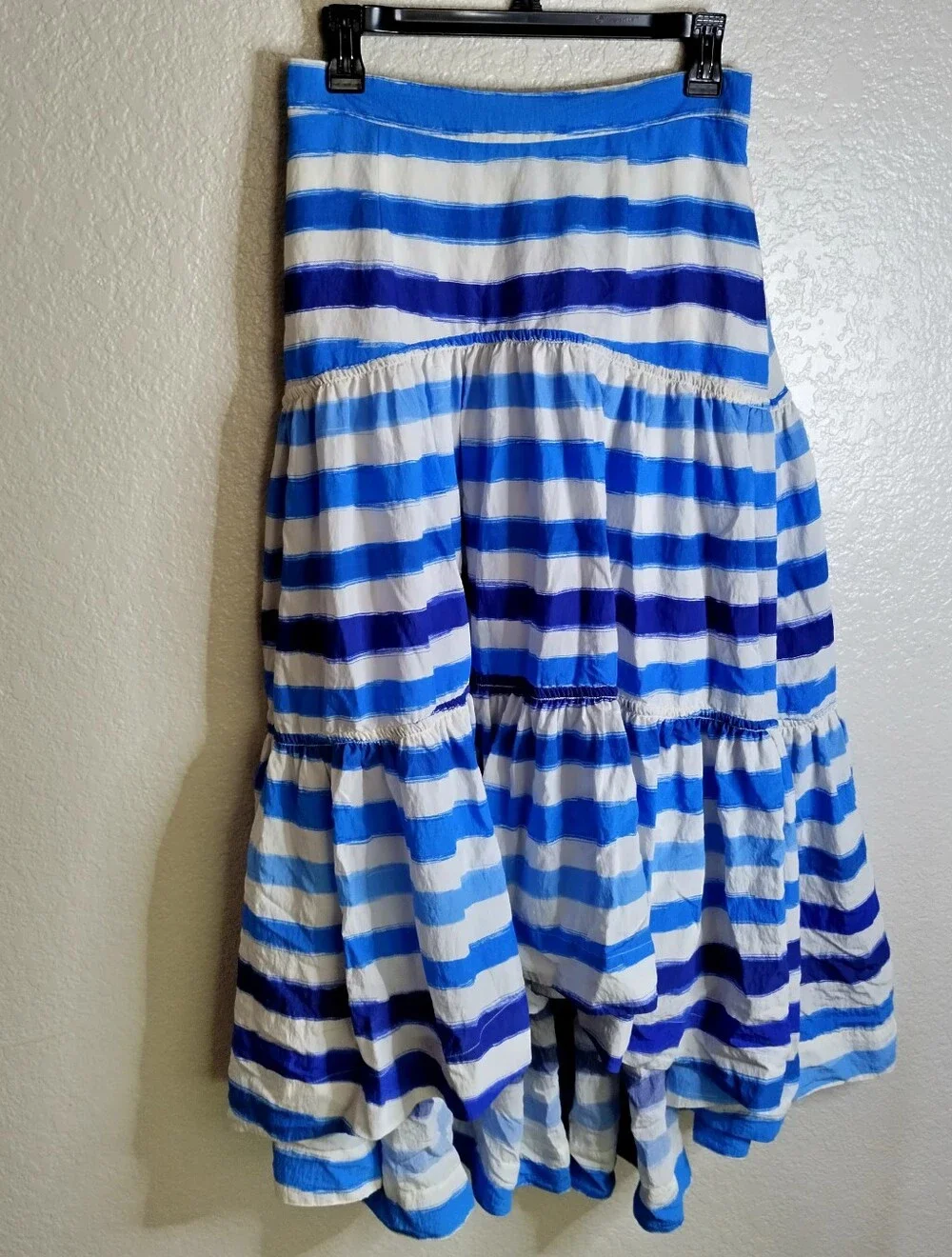 Anthropologie Maeve Striped A-Line Midi Hi Low Skirt Sz S